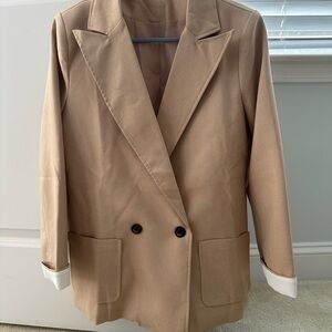 Tan Double-Breasted Women's Blazer